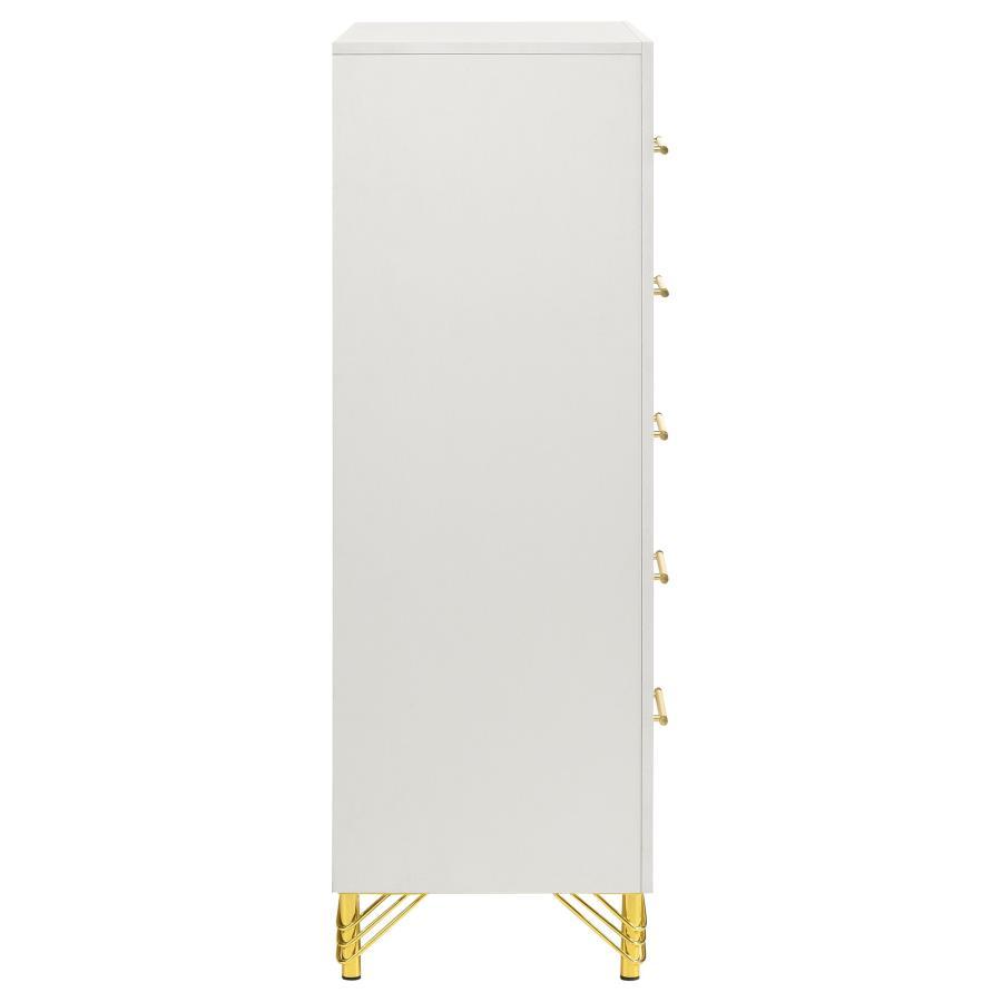Lucia - 5 - Drawer Bedroom Chest - White Accent Chest modern furniture Contempo Furniture