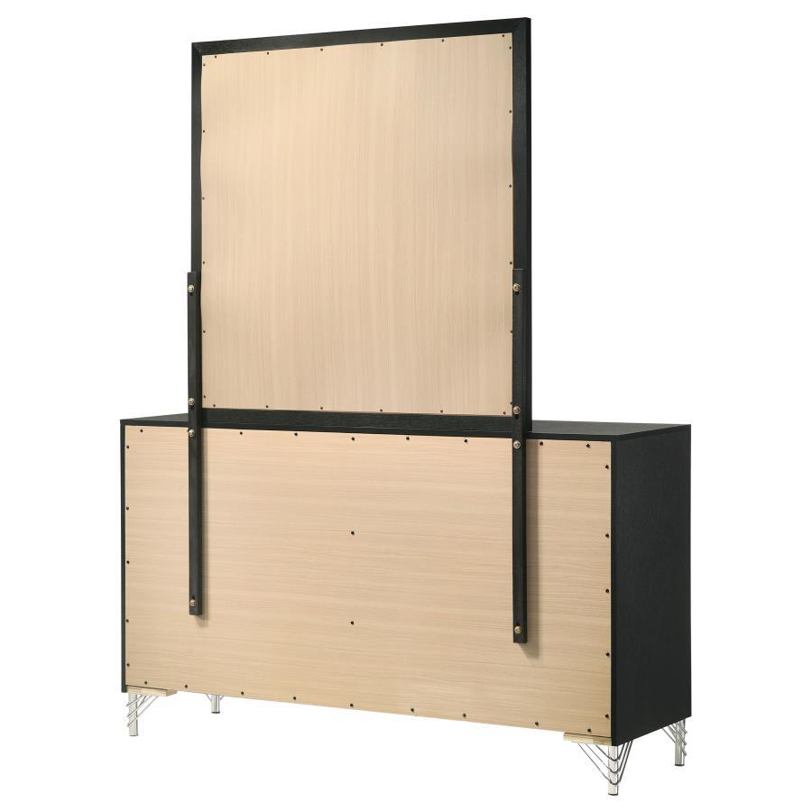 Lucia - 6 - Drawer Dresser And Mirror - Black Dresser & Mirror modern furniture Contempo Furniture