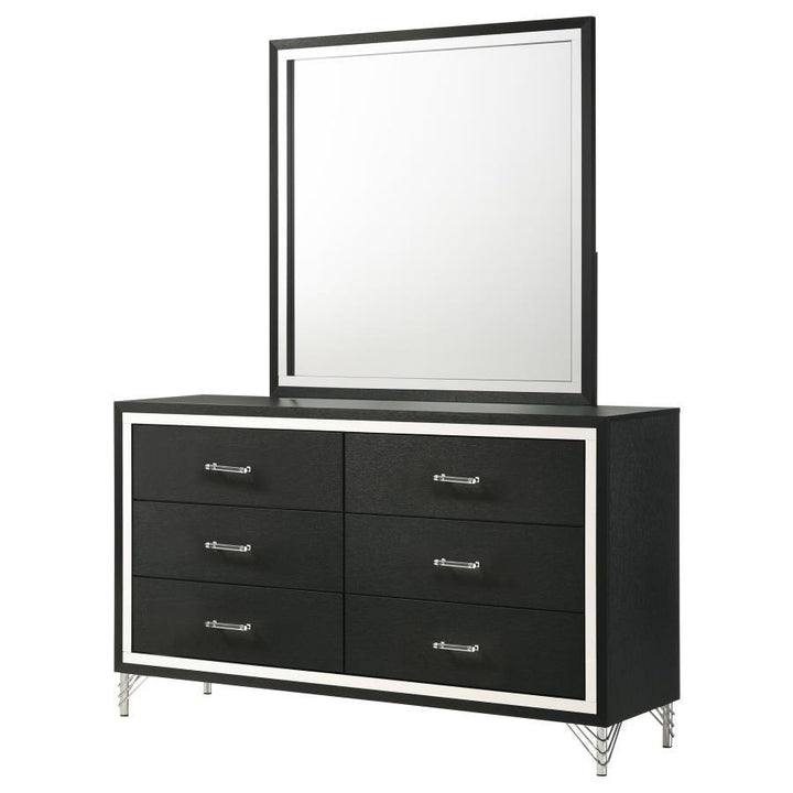 Lucia - 6 - Drawer Dresser And Mirror - Black Dresser &amp; Mirror modern furniture Contempo Furniture