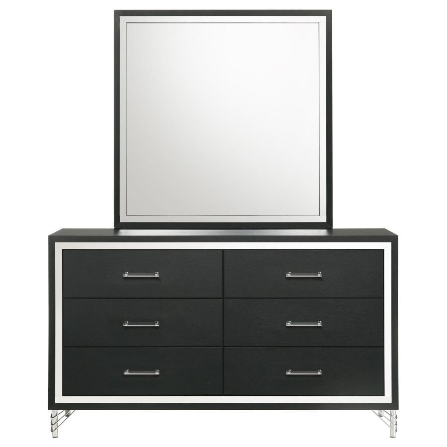 Lucia - 6 - Drawer Dresser And Mirror - Black Dresser & Mirror modern furniture Contempo Furniture