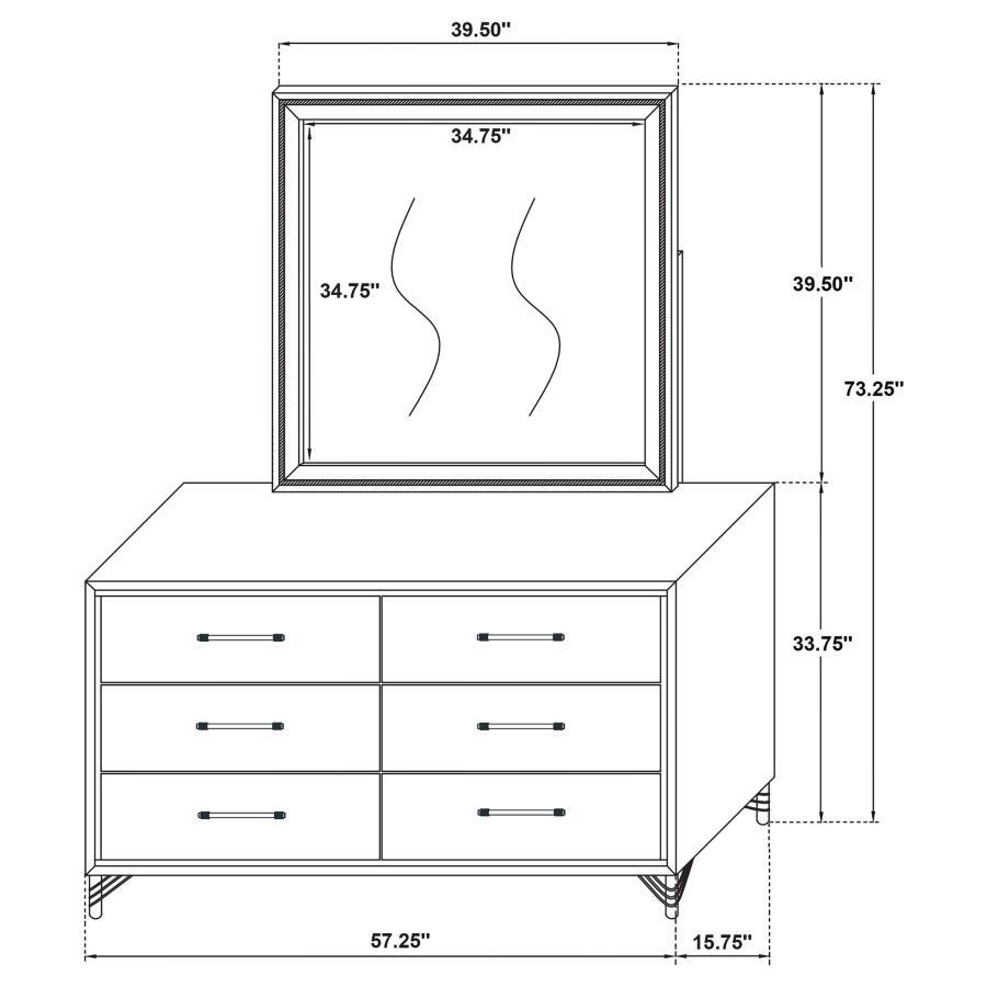 Lucia - 6 - Drawer Dresser And Mirror - Black Dresser & Mirror modern furniture Contempo Furniture