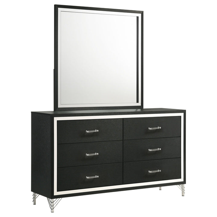 Lucia - 6 - Drawer Dresser And Mirror - Black Dresser &amp; Mirror modern furniture Contempo Furniture