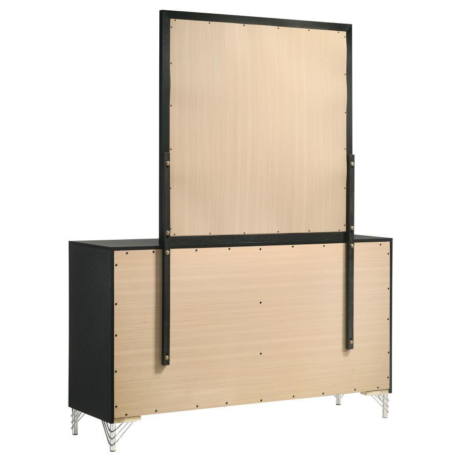 Lucia - 6 - Drawer Dresser And Mirror - Black Dresser & Mirror modern furniture Contempo Furniture