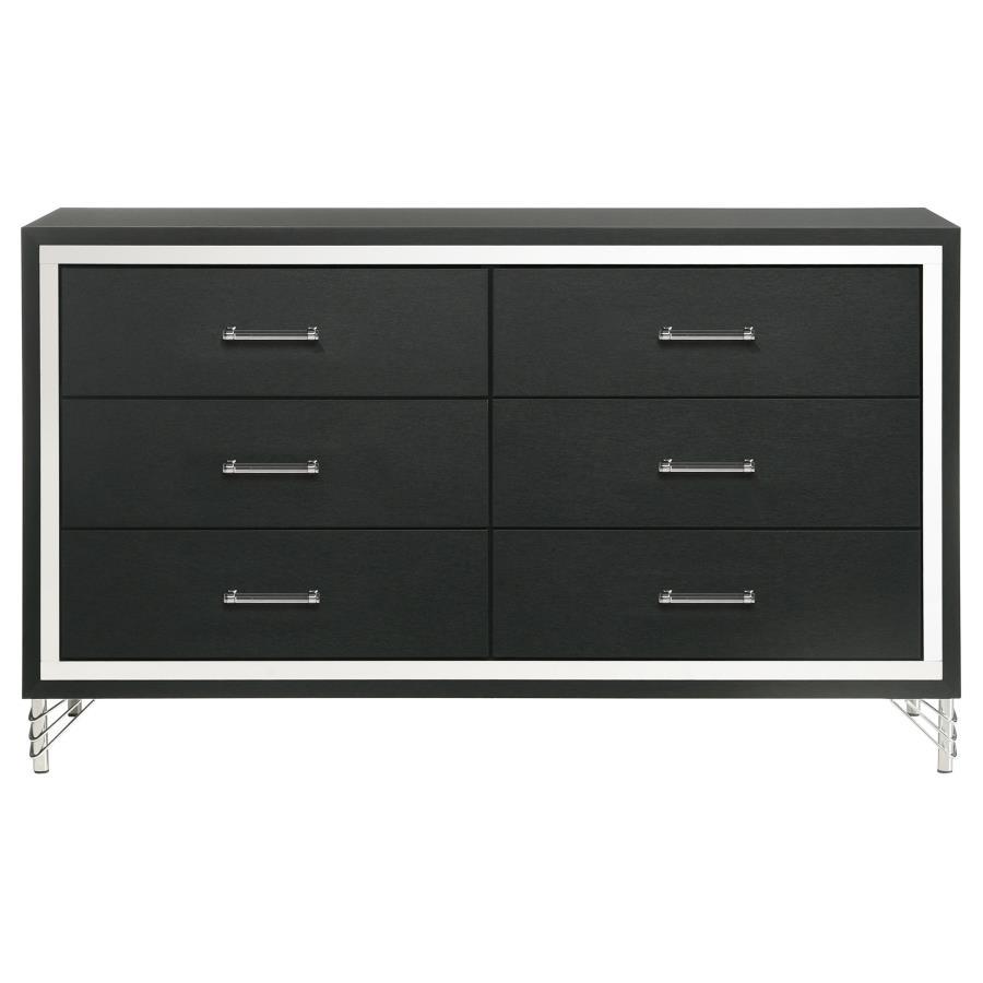 Lucia - 6 - Drawer Dresser Cabinet - Black Dressers modern furniture Contempo Furniture