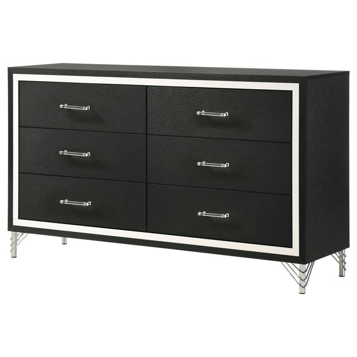 Lucia - 6 - Drawer Dresser Cabinet - Black Dressers modern furniture Contempo Furniture