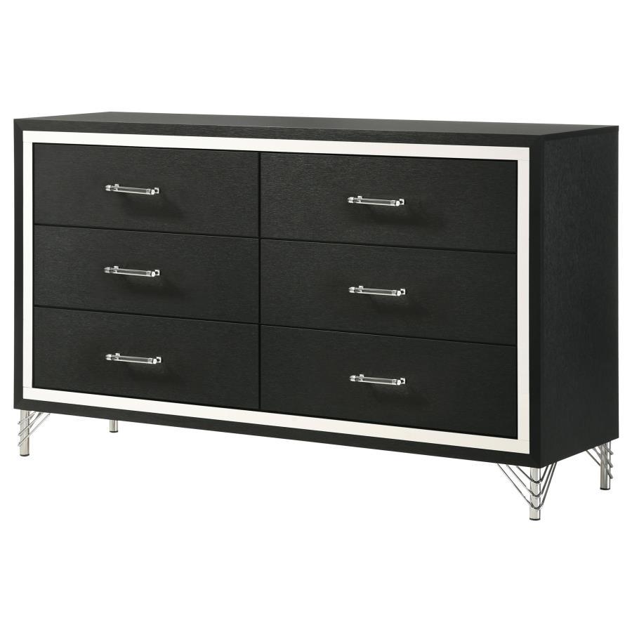 Lucia - 6 - Drawer Dresser Cabinet - Black Dressers modern furniture Contempo Furniture