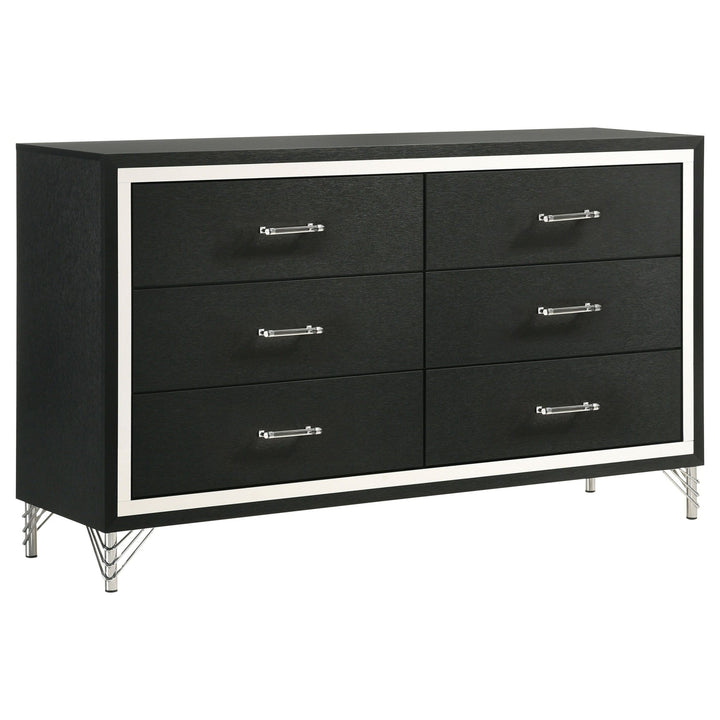 Lucia - 6 - Drawer Dresser Cabinet - Black Dressers modern furniture Contempo Furniture