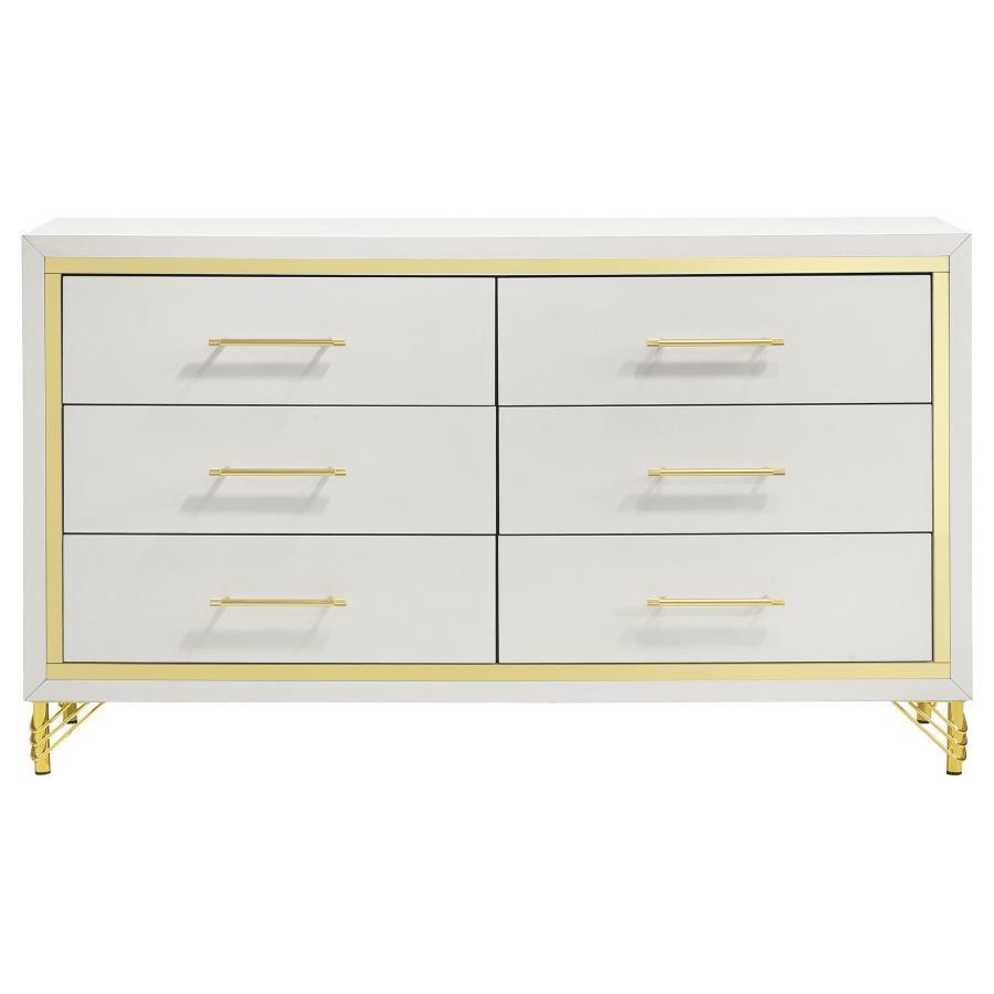 Lucia - 6 - Drawer Dresser - White Dressers modern furniture Contempo Furniture