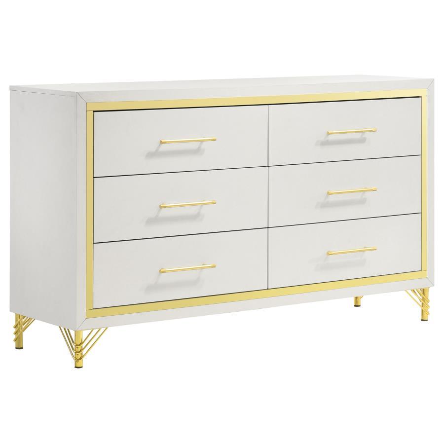 Lucia - 6 - Drawer Dresser - White Dressers modern furniture Contempo Furniture