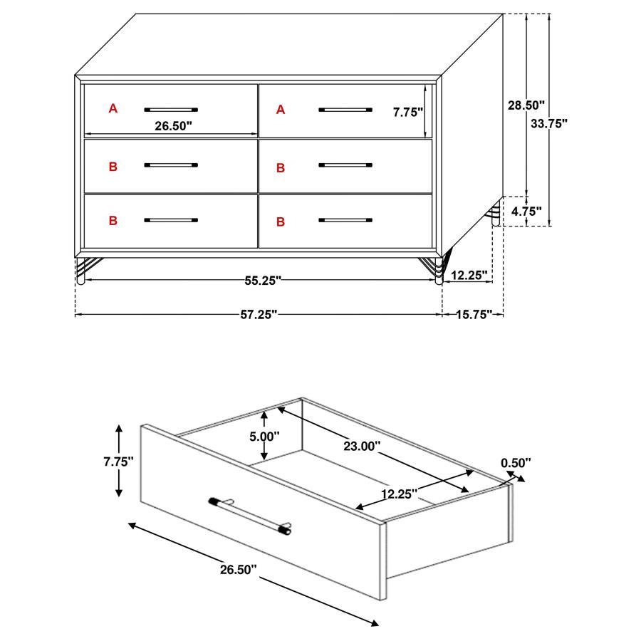 Lucia - 6 - Drawer Dresser - White Dressers modern furniture Contempo Furniture