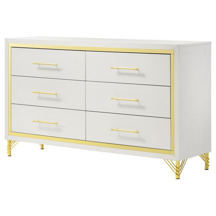 Lucia - 6 - Drawer Dresser - White Dressers modern furniture Contempo Furniture