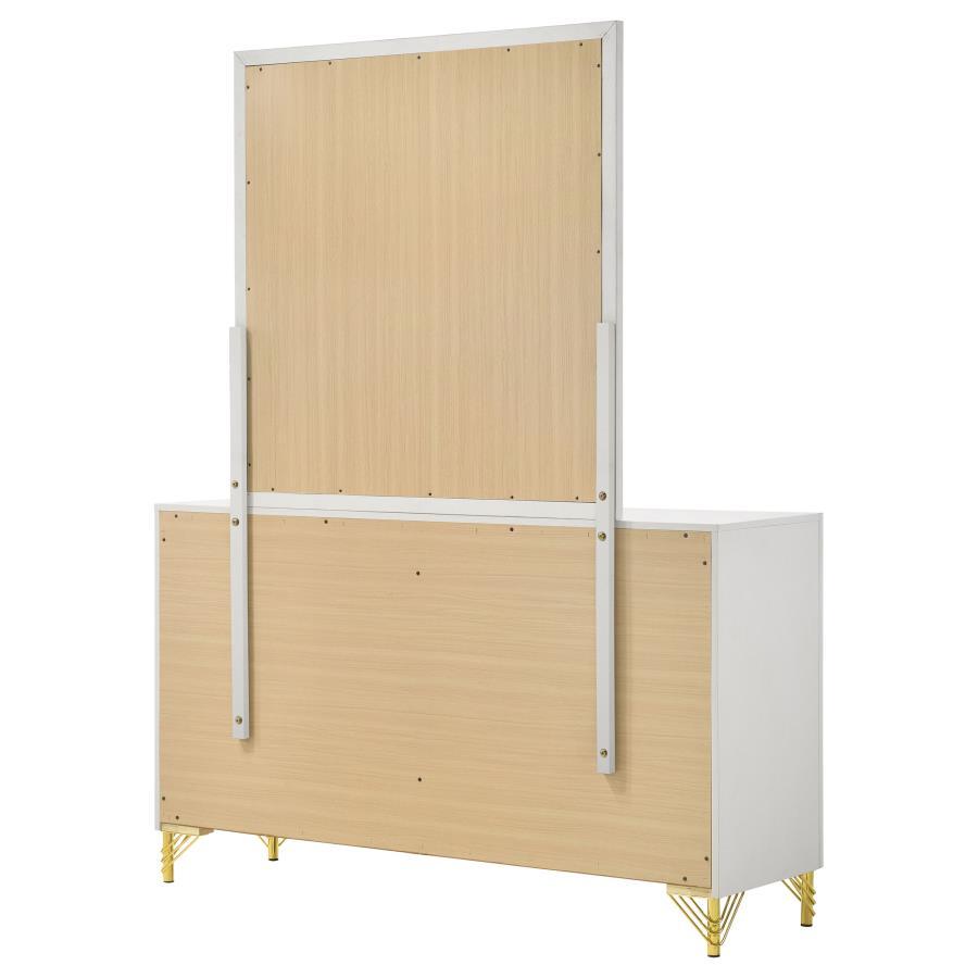Lucia - 6 - Drawer Dresser With Mirror - White Dresser & Mirror modern furniture Contempo Furniture