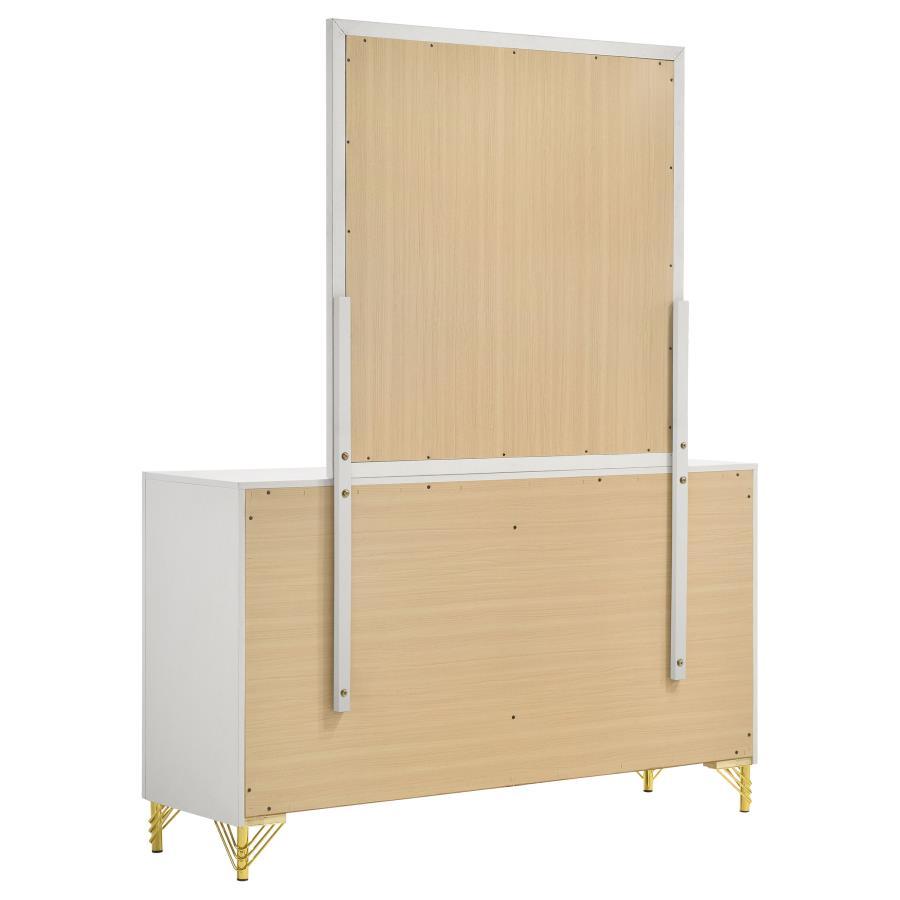 Lucia - 6 - Drawer Dresser With Mirror - White Dresser & Mirror modern furniture Contempo Furniture