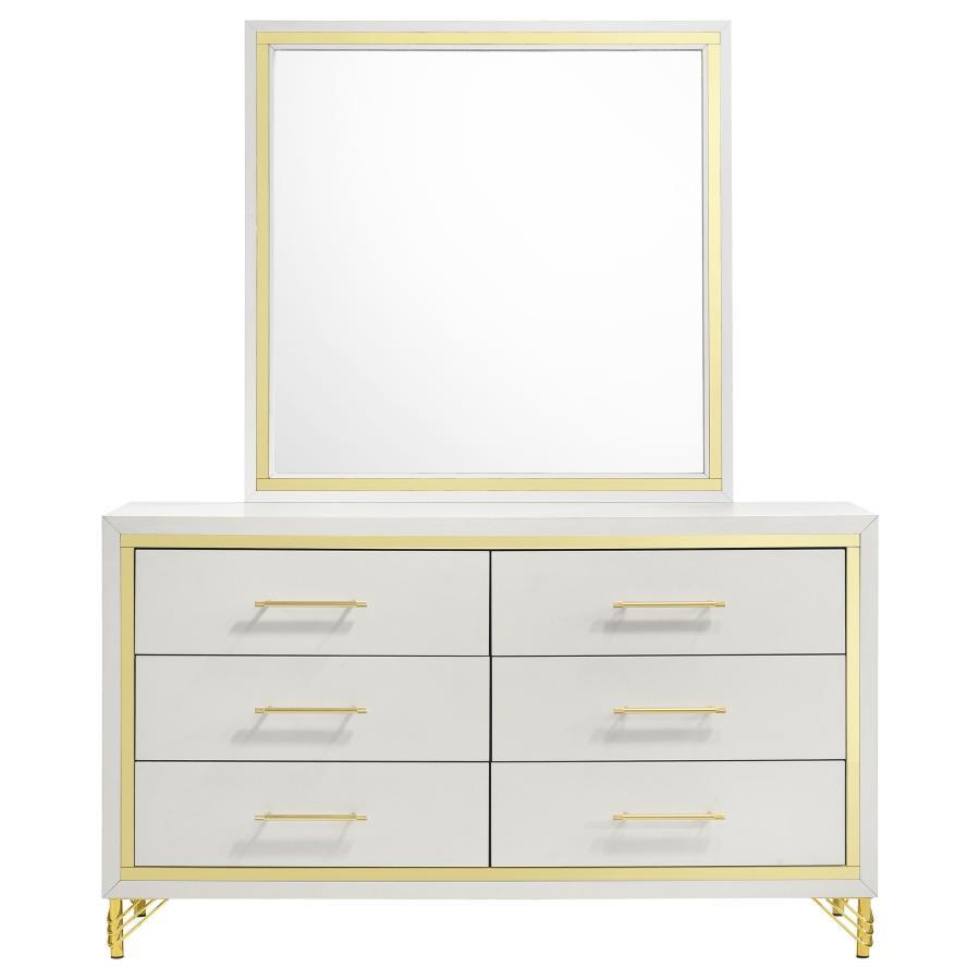 Lucia - 6 - Drawer Dresser With Mirror - White Dresser & Mirror modern furniture Contempo Furniture