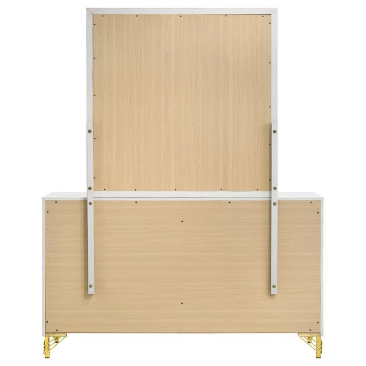 Lucia - 6 - Drawer Dresser With Mirror - White Dresser &amp; Mirror modern furniture Contempo Furniture