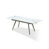 Lucia Extendable Stone Top Metal Leg Dining Table in Polished Cappuccino and Gunmetal Table modern furniture Contempo Furniture
