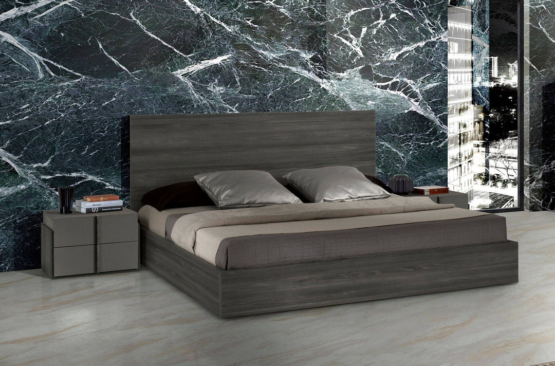 Lucia  Eastern King Italian Modern Matte Grey / Elm Grey Bed