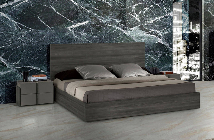 Lucia  Eastern King Italian Modern Matte Grey / Elm Grey Bed