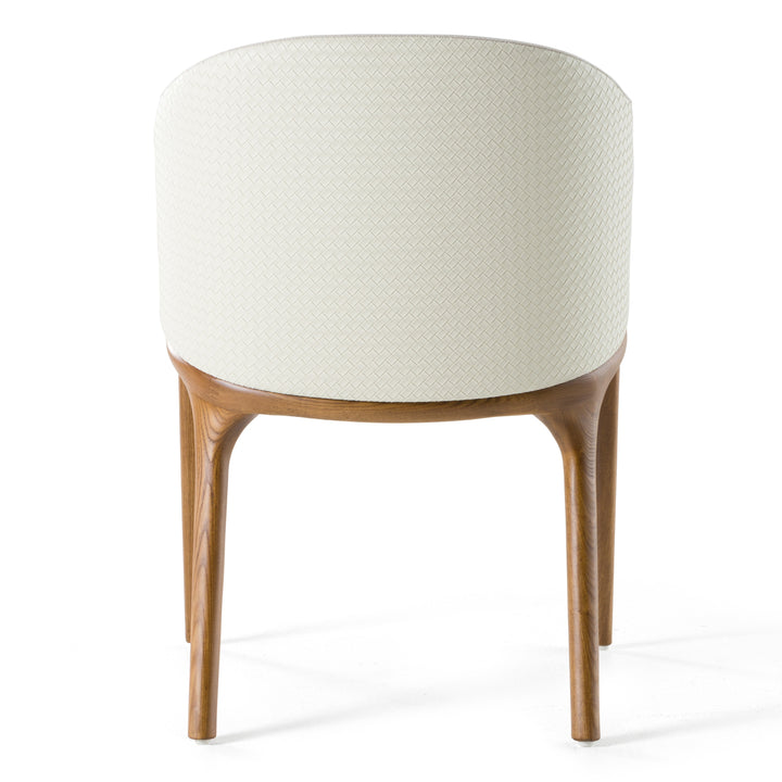 Lunde Cream Fabric and Walnut Arm Dining Chair