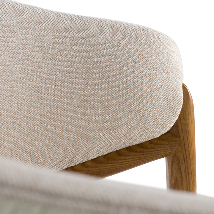 Lunde Cream Fabric and Walnut Arm Dining Chair
