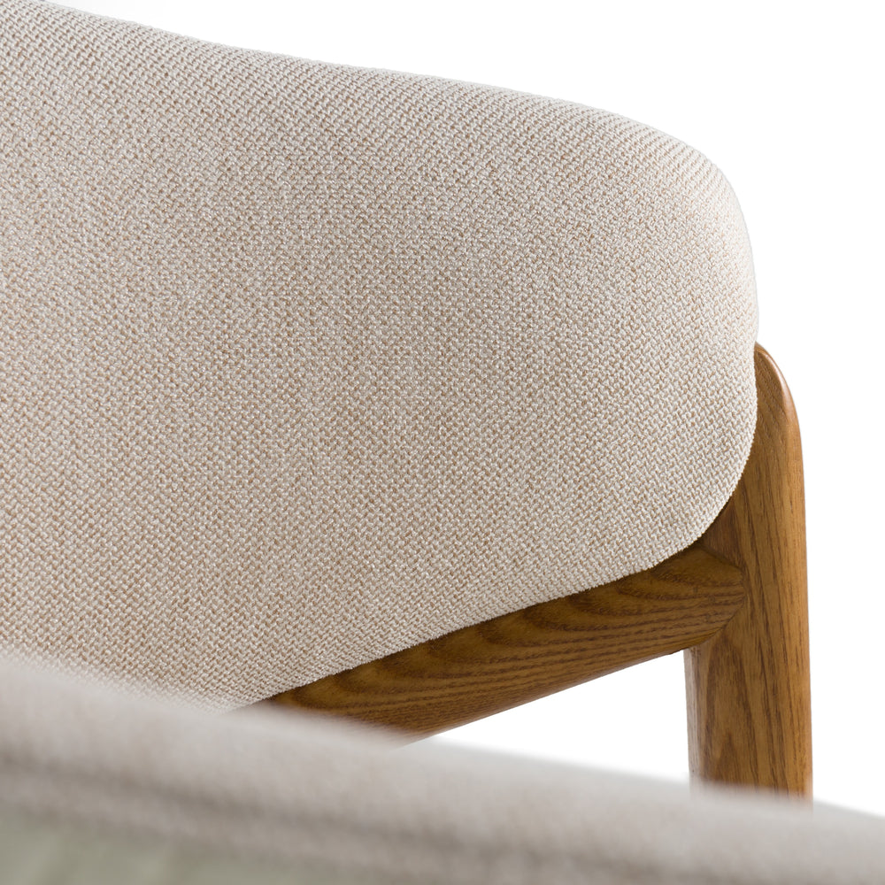 Lunde Cream Fabric and Walnut Arm Dining Chair - View 7