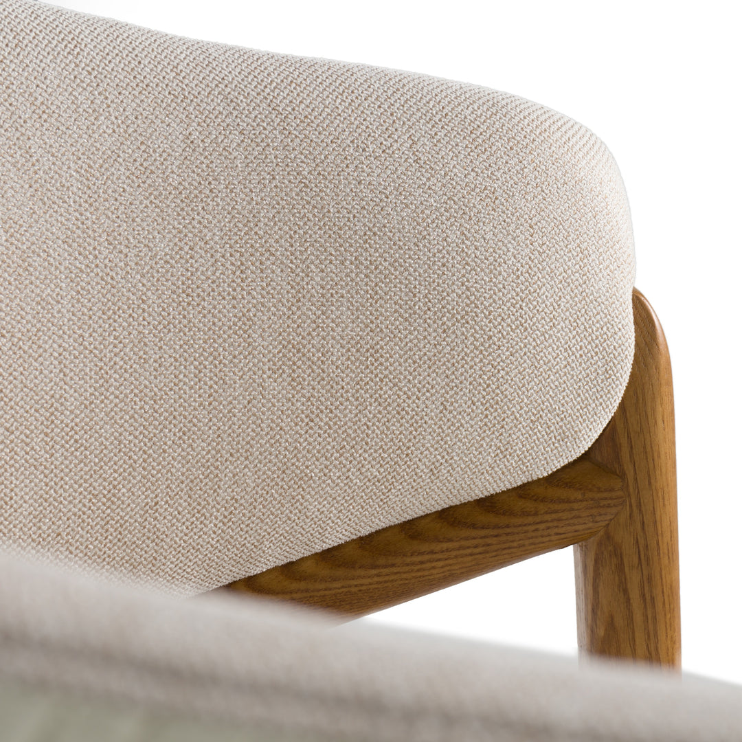 Lunde Cream Fabric and Walnut Arm Dining Chair