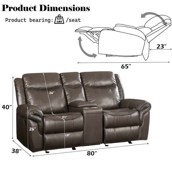 Lydia Motion Loveseat with USB &amp; Console
