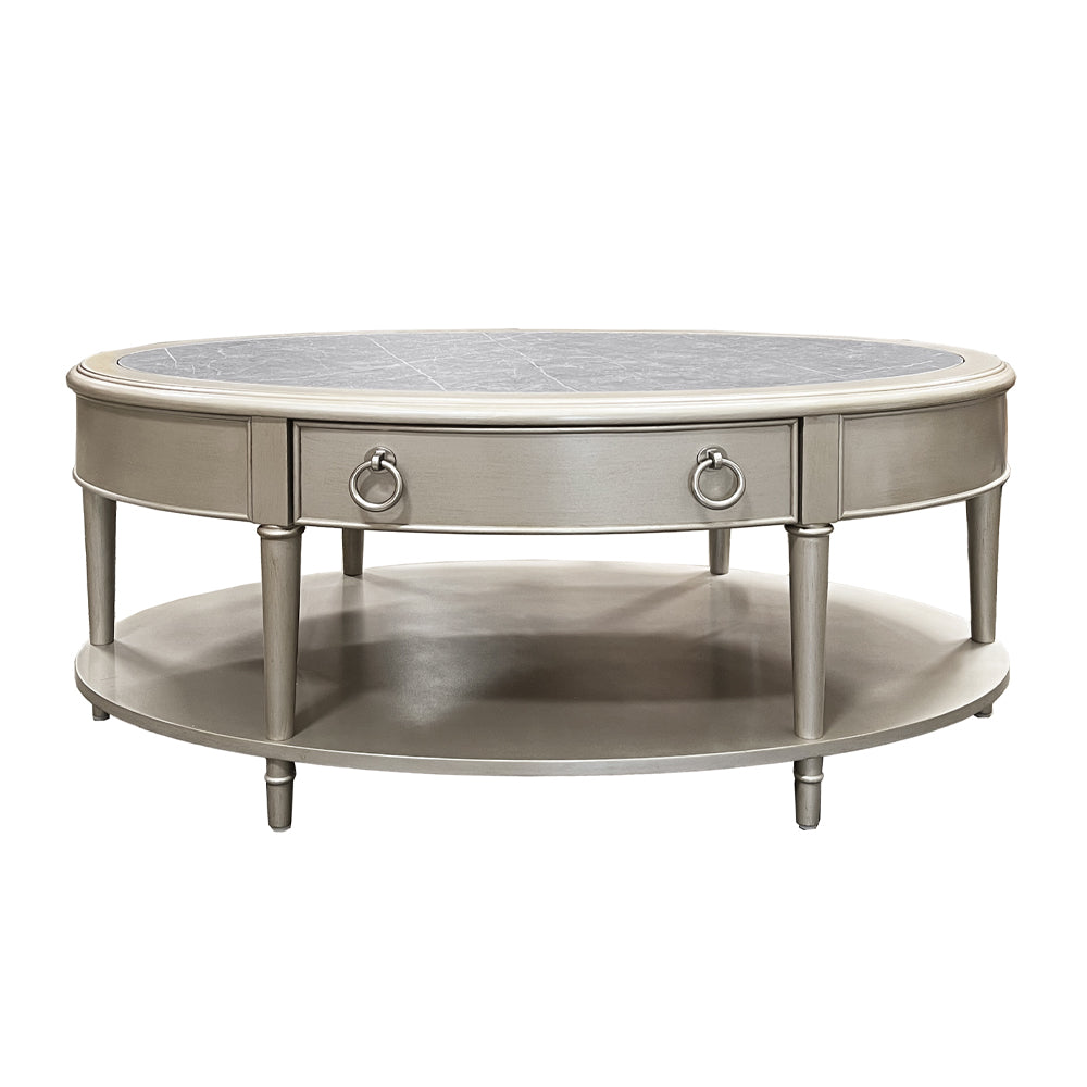 Kasa Coffee Table - Sintered Stone & Champagne