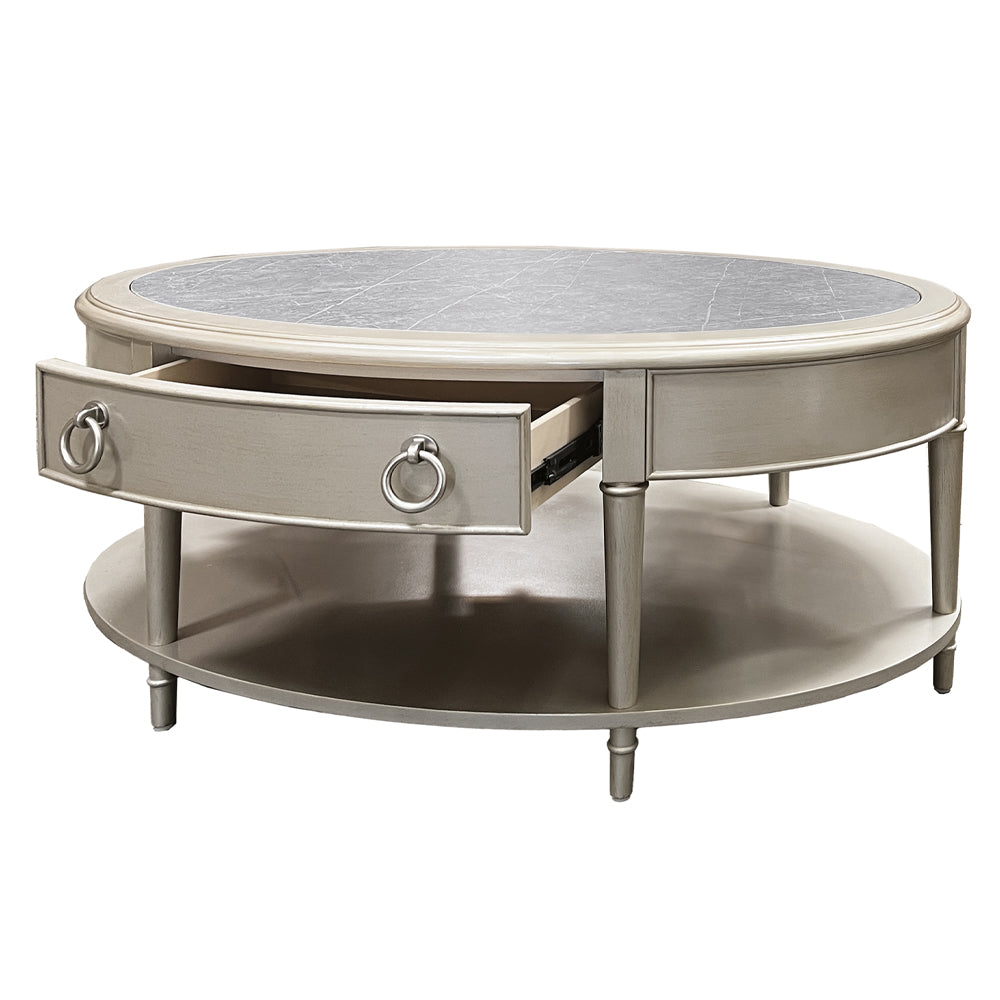 Kasa Coffee Table - Sintered Stone & Champagne