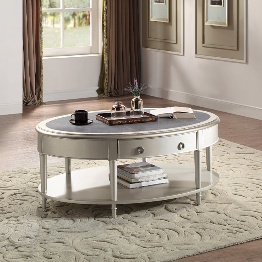 Kasa Coffee Table - Sintered Stone & Champagne