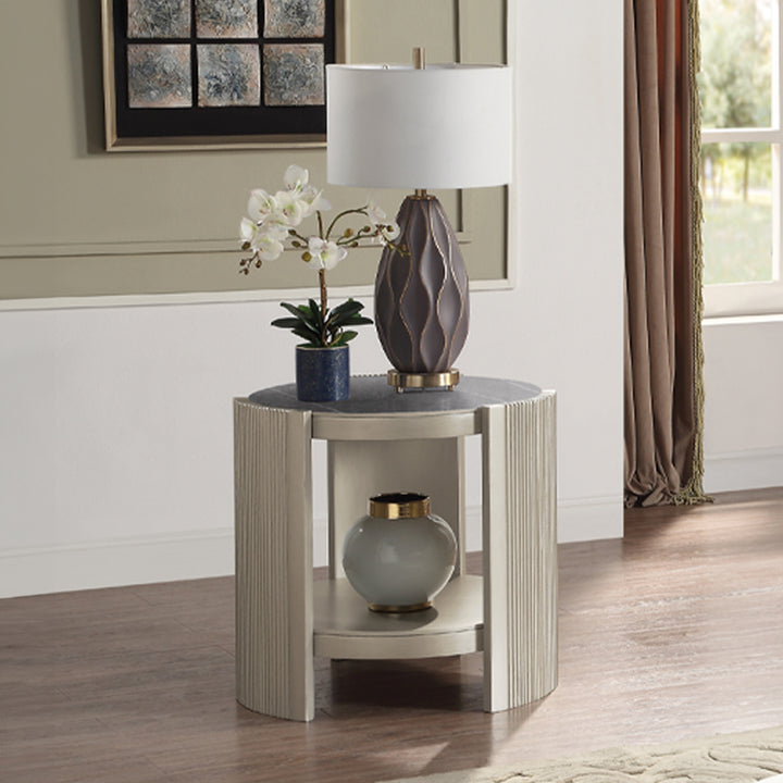 Kasa End Table - Sintered Stone &amp; Champagne