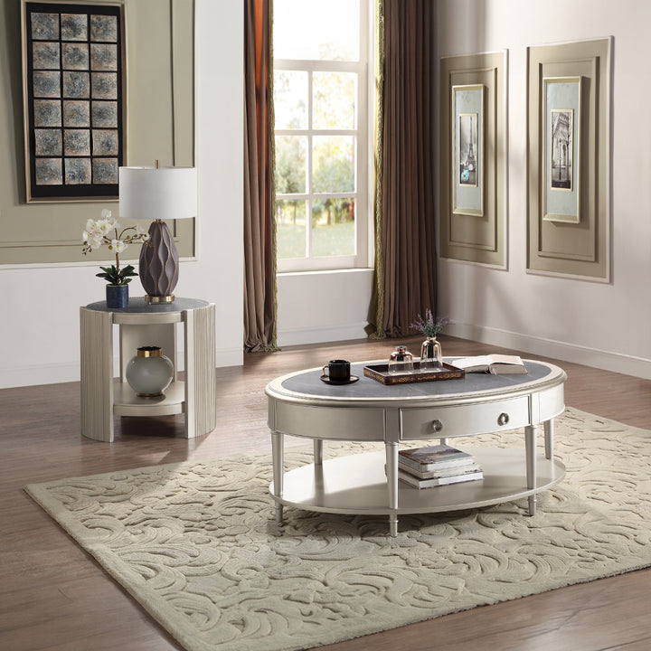 Kasa End Table - Sintered Stone &amp; Champagne