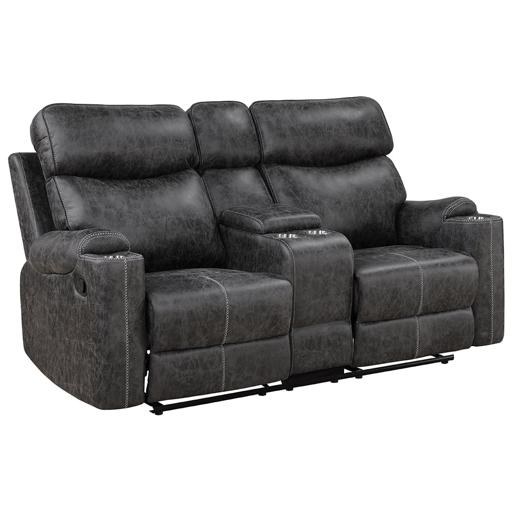 Hirah Motion Loveseat with Console & USB Port