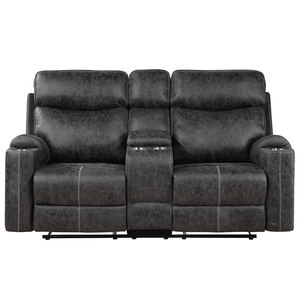 Hirah Motion Loveseat with Console & USB Port