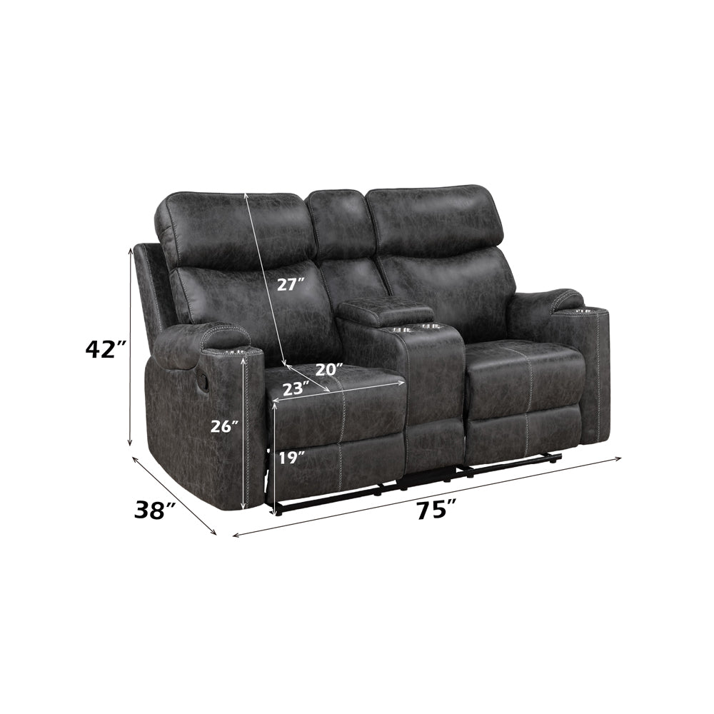 Hirah Motion Loveseat with Console & USB Port