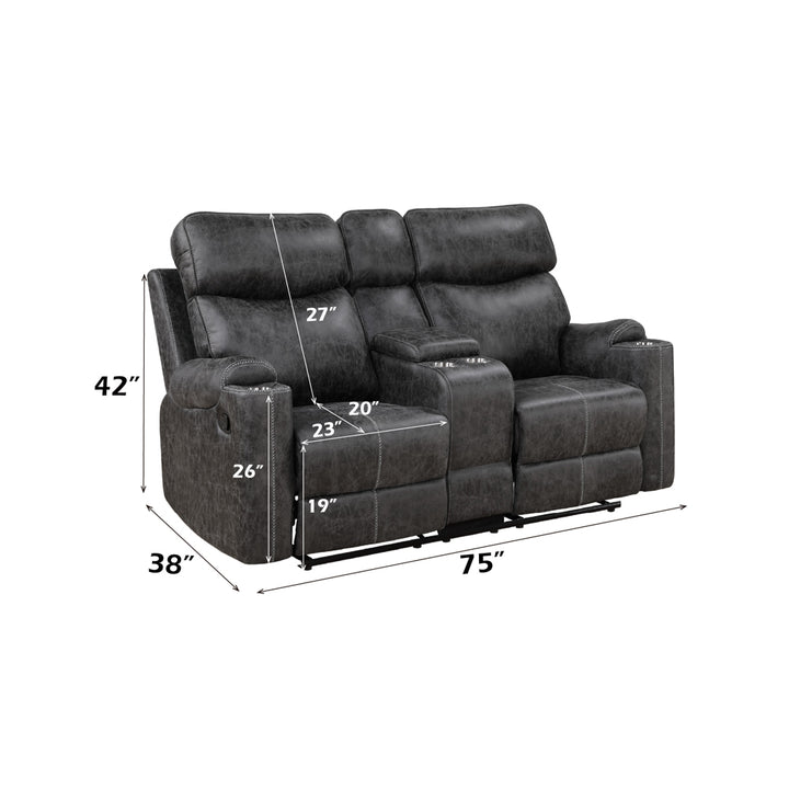 Hirah Motion Loveseat with Console &amp; USB Port