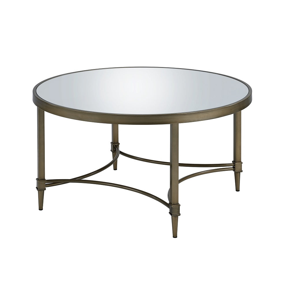 Aditya Coffee Table - Mirrored & Antique Brass