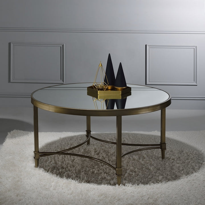 Aditya Coffee Table - Mirrored &amp; Antique Brass