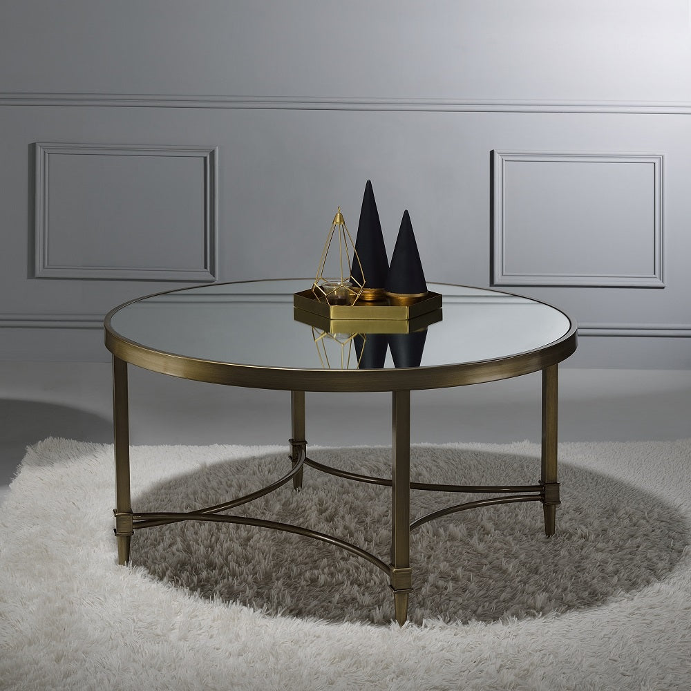 Aditya Coffee Table - Mirrored & Antique Brass