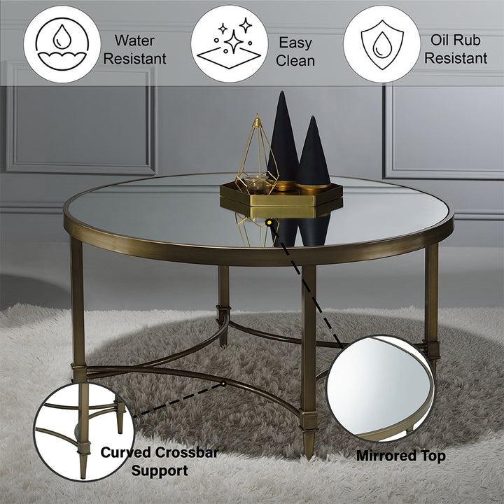Aditya Coffee Table - Mirrored &amp; Antique Brass