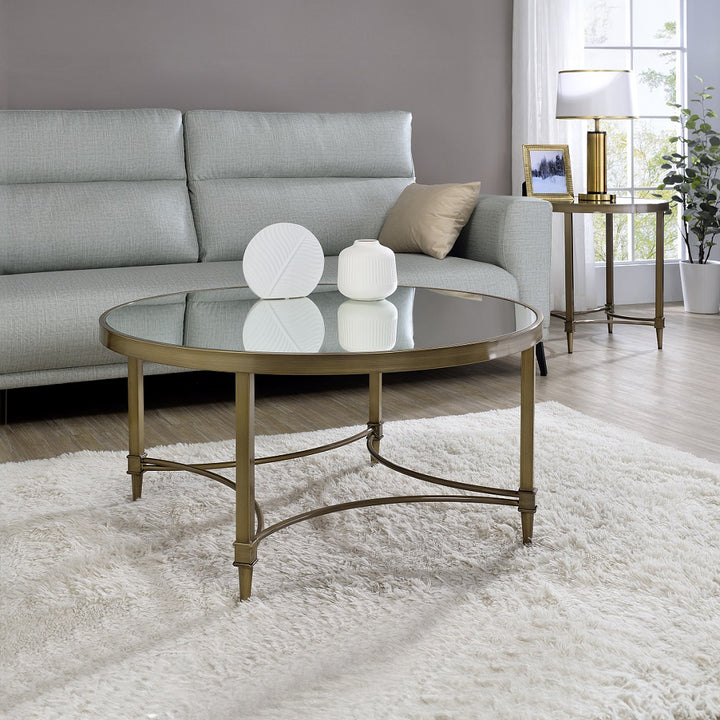 Aditya Coffee Table - Mirrored &amp; Antique Brass