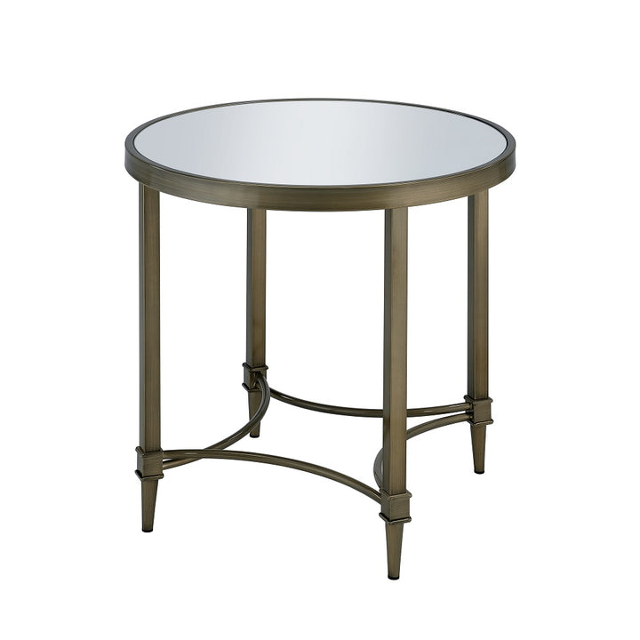 Aditya End Table - Mirrored &amp; Antique Brass