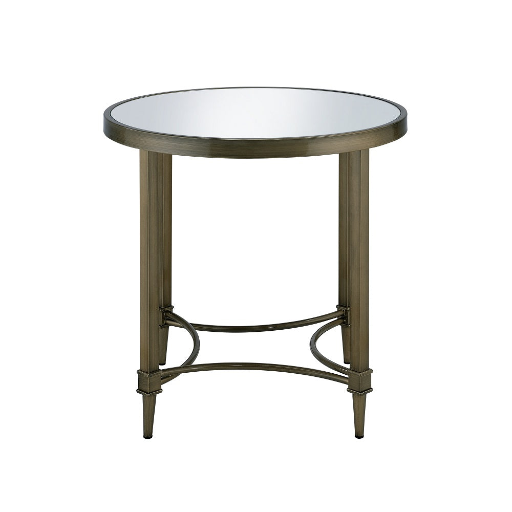 Aditya End Table - Mirrored & Antique Brass