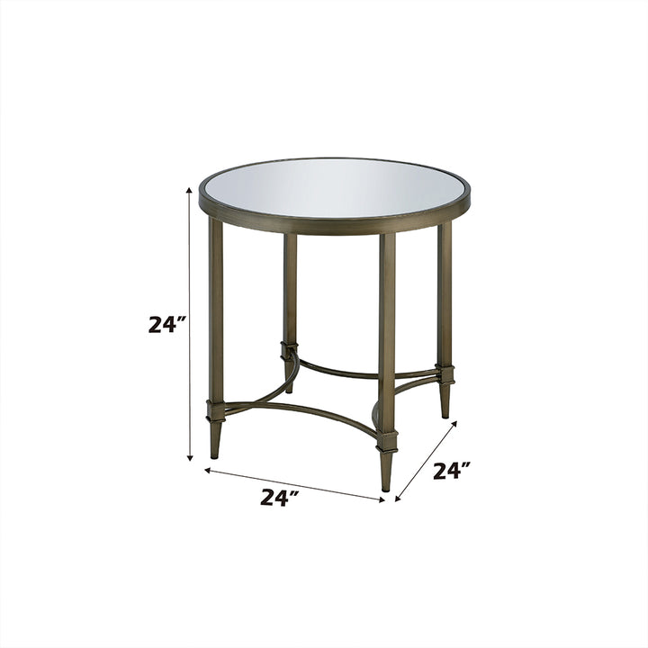 Aditya End Table - Mirrored &amp; Antique Brass