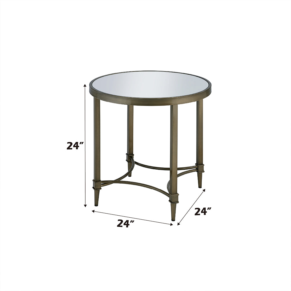 Aditya End Table - Mirrored & Antique Brass