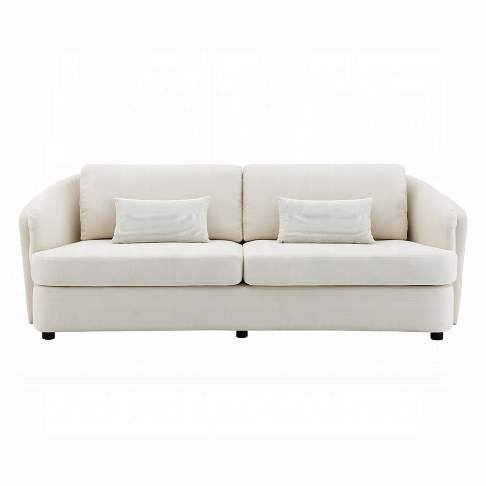 Mariko Sofa with 2 Accent Pillows – Beige Linen
