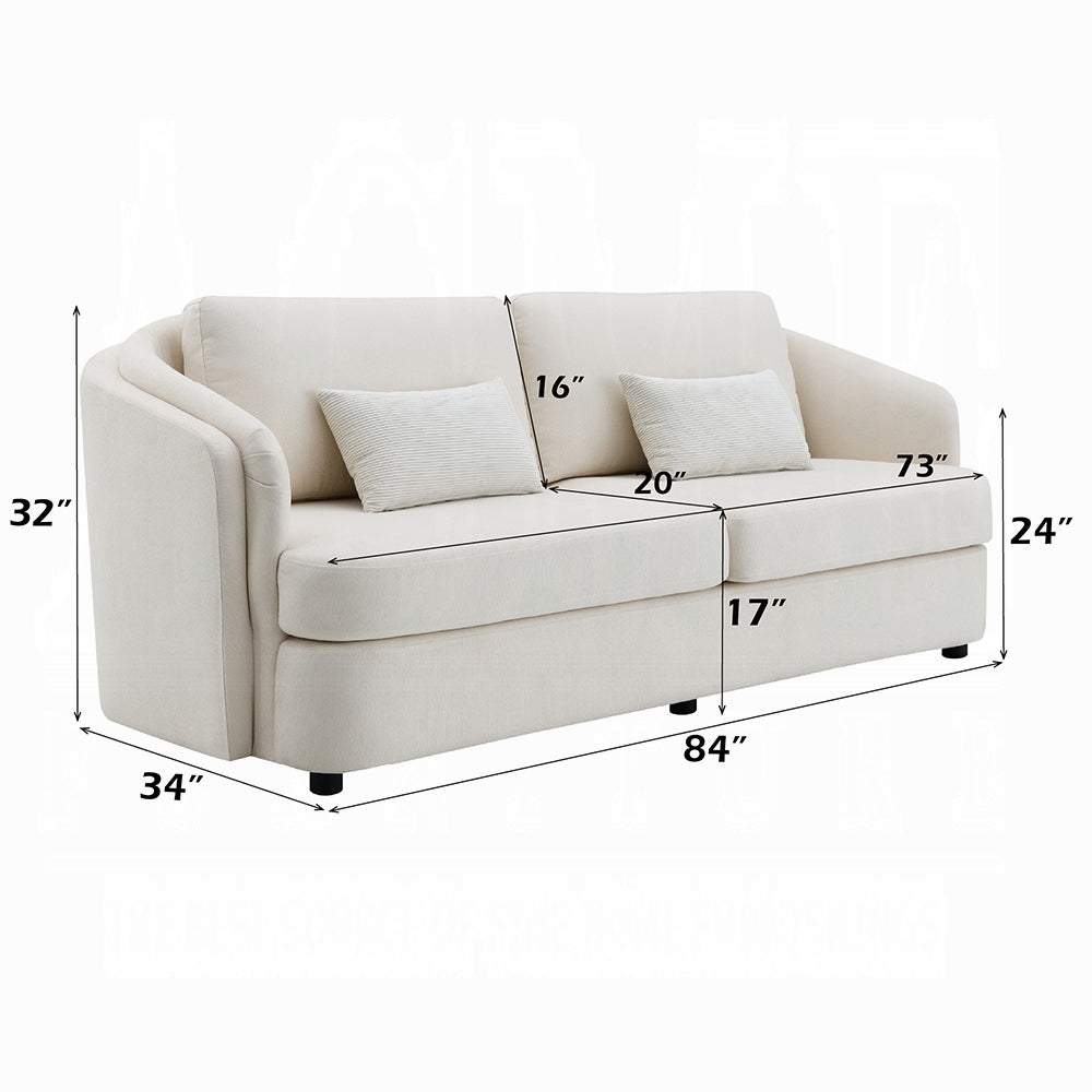 Mariko Sofa with 2 Accent Pillows – Beige Linen