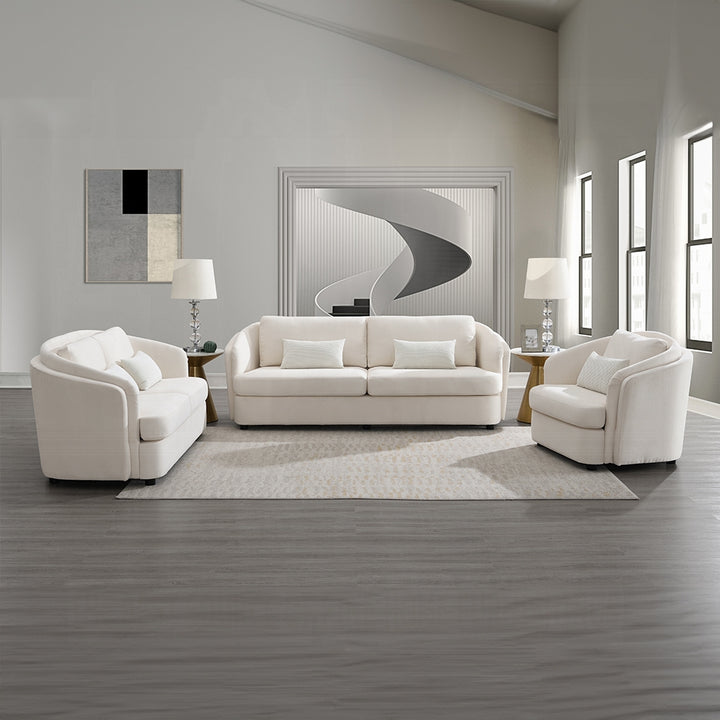 Mariko Sofa with 2 Accent Pillows – Beige Linen