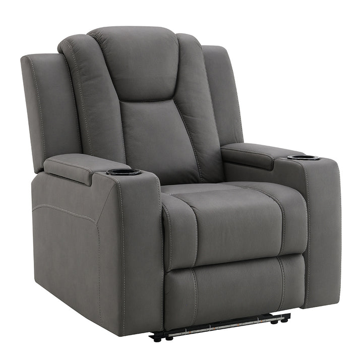 Leuco Power Motion Recliner with Cup Holder, Control, LED &amp; Power Headrest