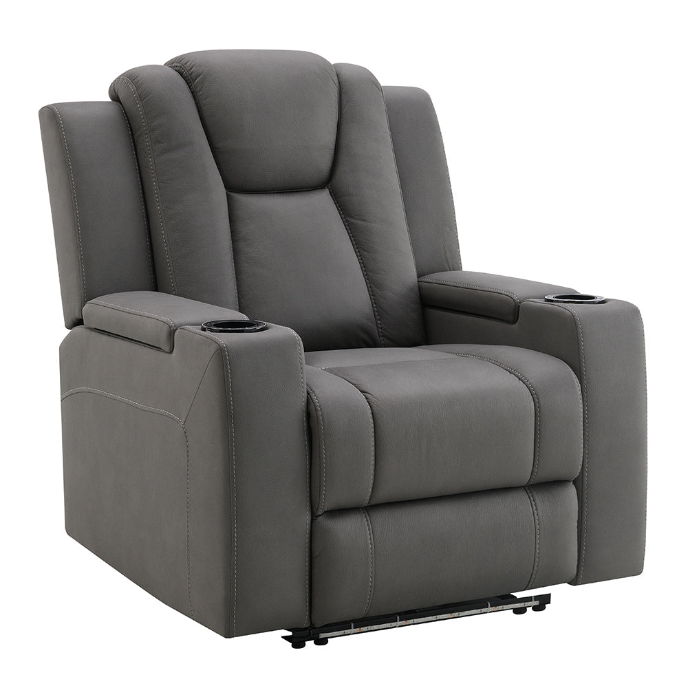 Leuco Power Motion Recliner with Cup Holder, Control, LED & Power Headrest